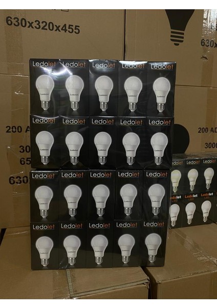 9W LED Ampul 20'li Paket Beyaz Işık 800 Lümen E27 Duy 6500 K