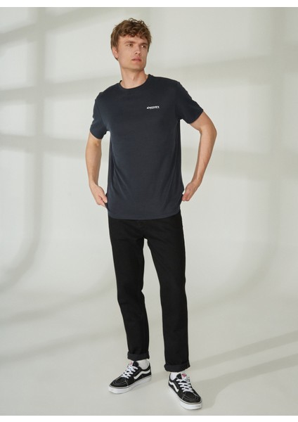 Bisiklet Yaka Baskılı Siyah Erkek T-Shirt PERTA fiyatları