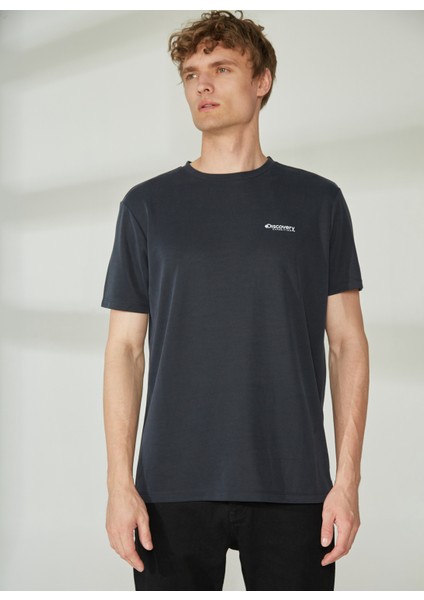 Bisiklet Yaka Baskılı Siyah Erkek T-Shirt PERTA modelleri