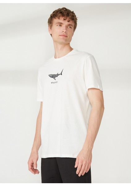 Bisiklet Yaka Baskılı Kırık Beyaz Erkek T-Shirt MERCAX modelleri