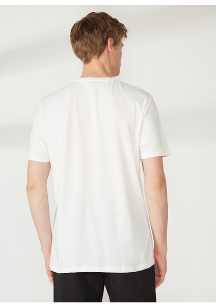 Bisiklet Yaka Baskılı Kırık Beyaz Erkek T-Shirt MERCAX indirimleri