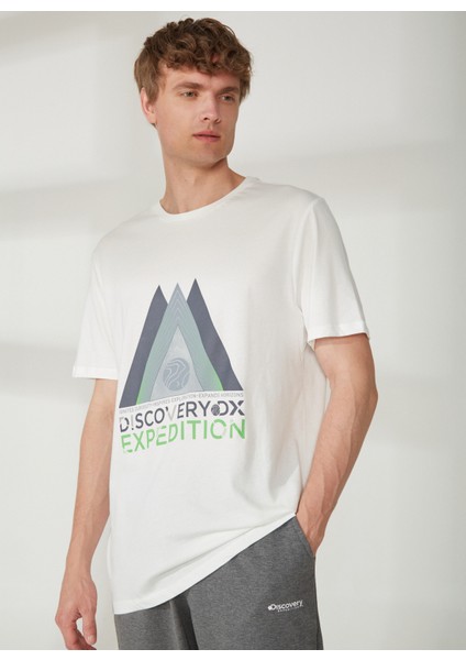 Discovery Expedition  Bisiklet Yaka Baskılı Kırık Beyaz Erkek T-Shirt ALEX