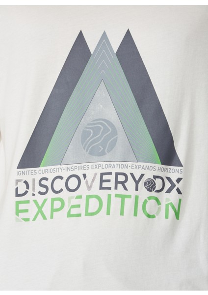 Discovery Expedition  Bisiklet Yaka Baskılı Kırık Beyaz Erkek T-Shirt ALEX