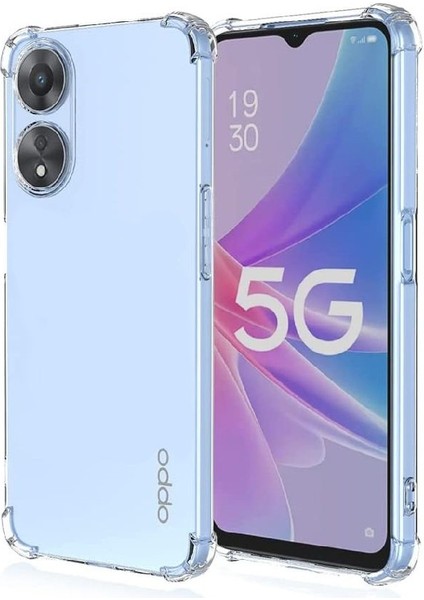 Oppo A58 Kapak Kamera Korumalı Airbag Antishock Köşe Korumalı Şeffaf Silikon Kılıf