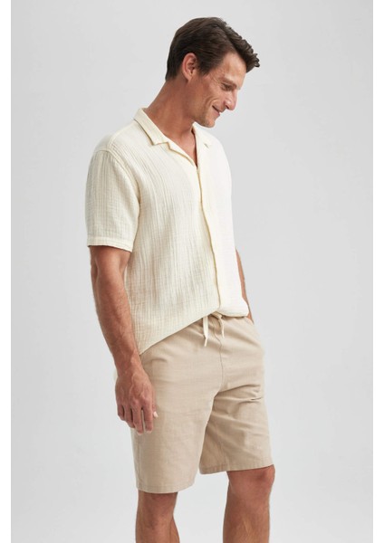Regular Fit Keten Görünümlü Şort B1974AX23SM