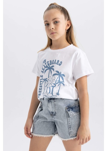 Kız Çocuk Kargo Fit Jean Şort A8727A823HS modelleri