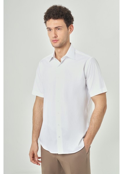 Regular Fit Uzun Kollu Spor Beyaz Erkek Gömlek GM23Y231145_D01