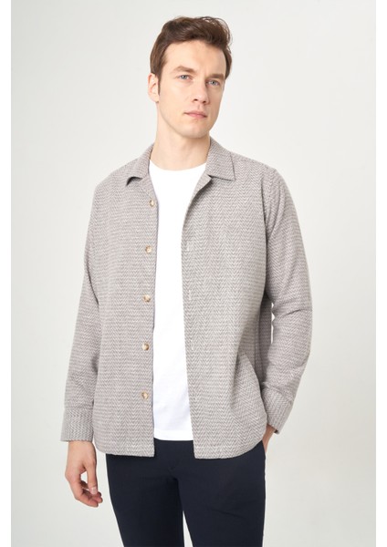 Erkek Regular Fit Uzun Kollu Flanel Gömlek GRİ GM22K222095_D55