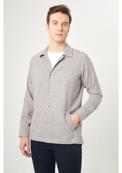 Erkek Regular Fit Uzun Kollu Flanel Gömlek GRİ GM22K222095_D55