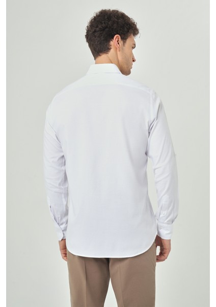 Regular Fit Beyaz Spor Erkek Gömlek GM23Y231053_D01