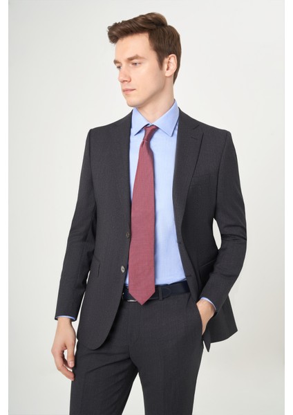 Modern Fit Mono Yaka 2Düğmeli Çift Yırtmaçlı Siyah Erkek Takım Elbise PTK22K22231_D99 modelleri