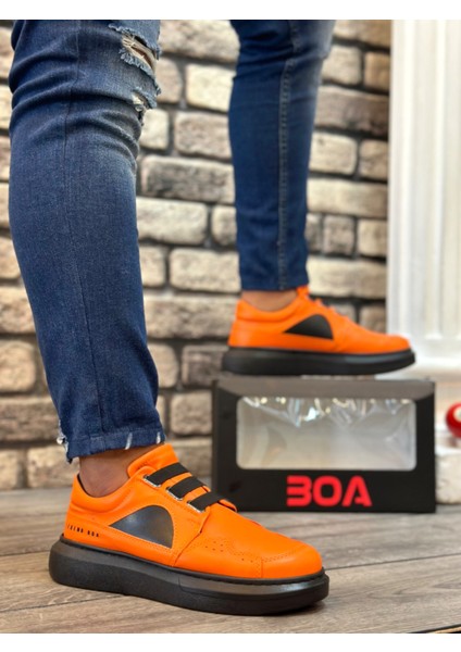 BA0302 Boa Kalın Taban Bağcıksız Tarz Casual Turuncu Erkek Ayakkabı modelleri