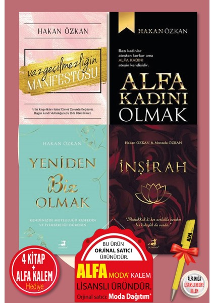 Yeniden Biz Olmak + Vazgeçilmezliğin Manifestosu + Alfa Kadını Olmak + Inşirah (Hakan Özkan) 4 Kitap