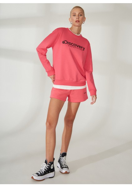 Bisiklet Yaka Pembe Kadın Sweatshırt W-ENERGY