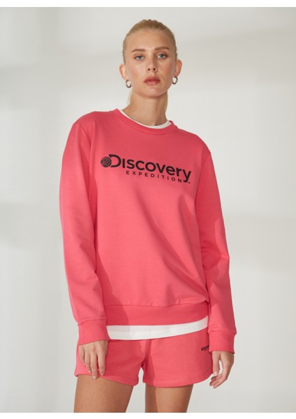Bisiklet Yaka Pembe Kadın Sweatshırt W-ENERGY