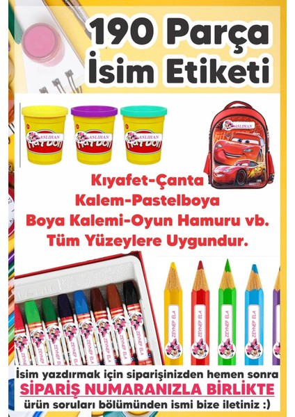 Okul Etiketi Kalem Defter Etiketi Dinazor Özel Isim Yazılabilen Etiket - 190 Adet