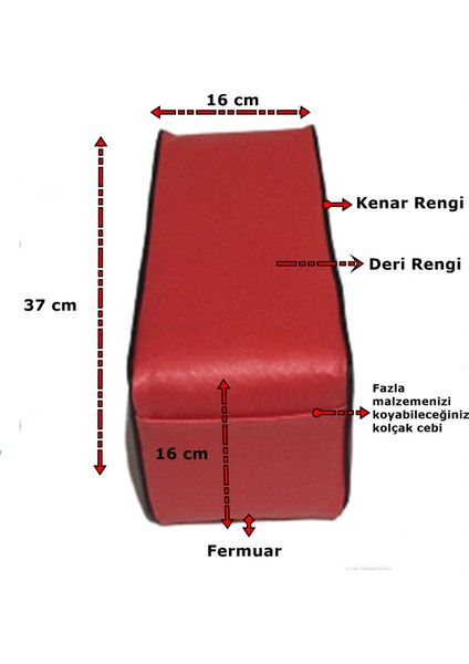Naz Oto Her Araca Uygun Taraftar Sünger Kolçak Kol Dayama Kırmızı Deri Siyah Kenar