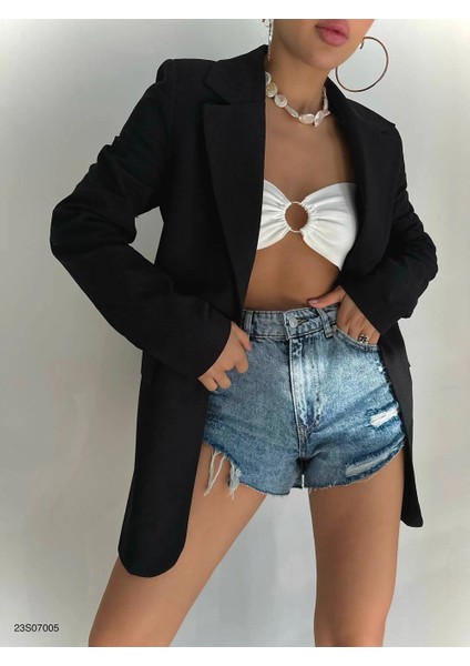 Kadın Tek Düğmeli Keten Blazer Ceket fiyatları