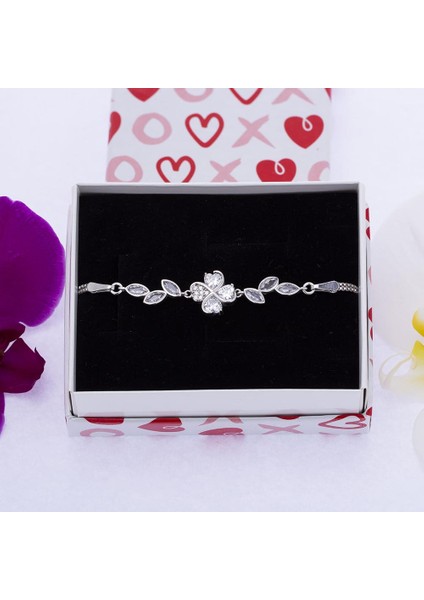 Kalp Yonca Sarmaşık Model Zirkon Taşlı 925 Ayar Gümüş Kadın Bileklik fiyatları