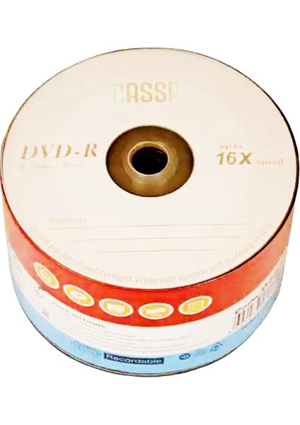 Dvd-R 16X 4.7 GB/120 Min Boş DVD 50 Li Paket KOD:9453