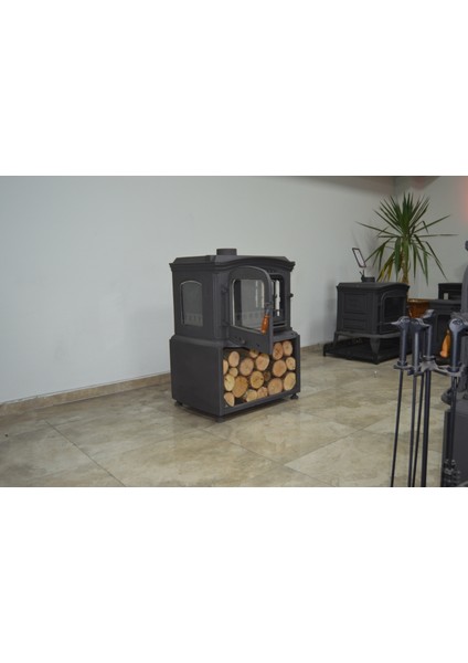 Flame Stove FS-032 Yk St Altara Lüx 3 Camlı Yan Kapaklı Odunluklu Şömine