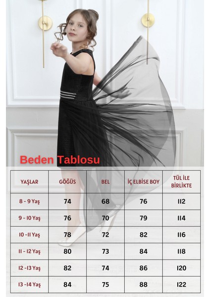 Genç Kız Dantel Güpür Desenli Siyah Abiye Elbise Mezuniyet KIYAFETI-ABY-0001