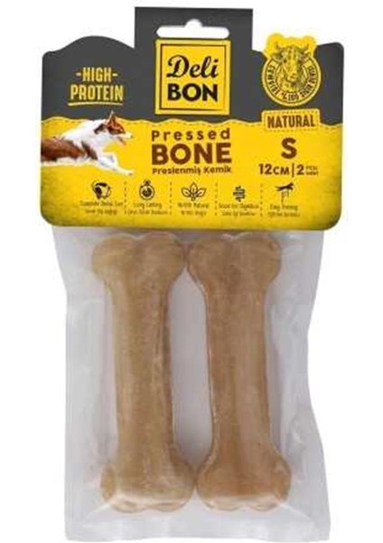 Deri Press Köpek Kemik 12 cm S Boy 2li Paket Naturel