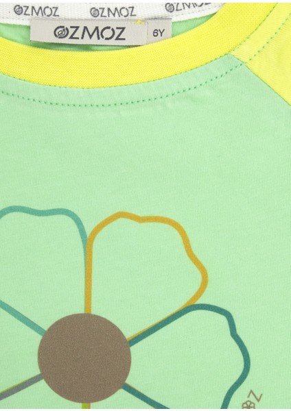 Organik Pamuk Çiçek Desenli Reglan Kol Kız Çocuk Tshirt fiyatları