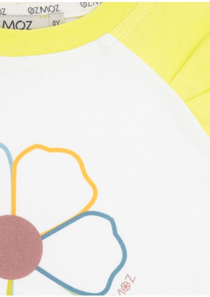 Organik Pamuk Çiçek Desenli Reglan Kol Kız Çocuk Tshirt modelleri