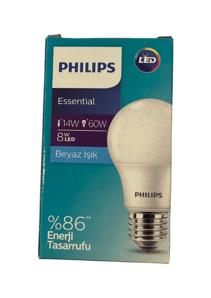 Essential LED Ampul 8W - 60W E27 Beyaz Işık (5 Adet)