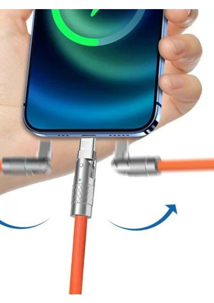 Iphone 180 Derece Lightning Dönebilen Şarj Kablosu Oynar Başlıklı Metal Uçlu 1.2 Metre Şarj-1