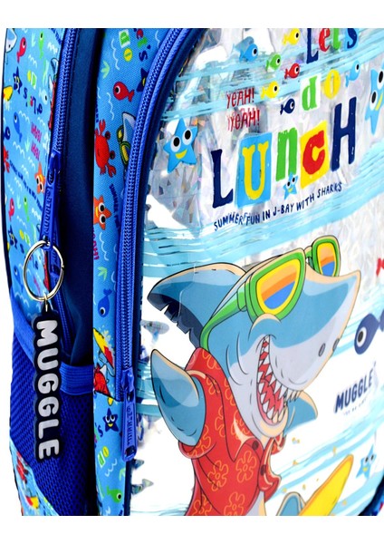 2 Bölmeli Cute Shark Mavi Okul Sırt ÇANTASI(MU-0044)