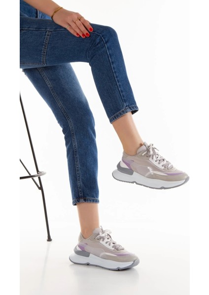 Kafkaslar Kalın Taban Ortopedik Renkli Bayan Sneakers Spor Ayakkabı