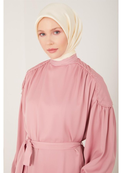 Manşeti Piliseli Abiye Elbise 23Y9617 Şeker Pembe