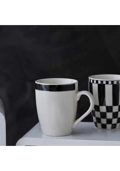 Damalı Çizgi Porselen Kupa 320 ml