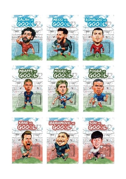 Futbolcular Çizgisiz Not Defteri Seti 9 Defter (Ibrahimovic-Son-Salah-Ronaldo-Pogba-Modric-Messi-Mbappe-Kane)
