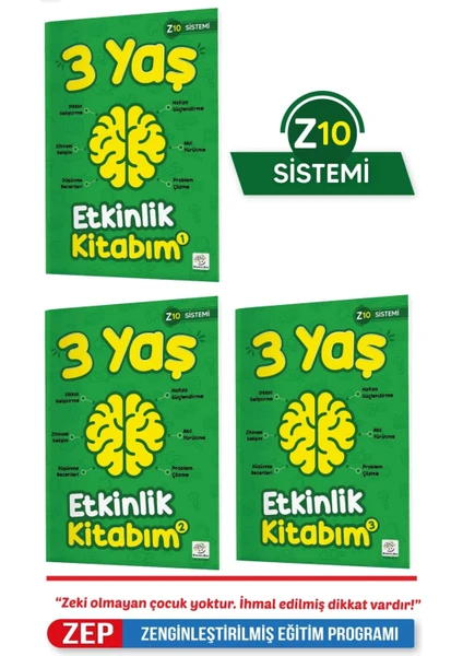 Yükselen Zeka 3 Yaş Etkinlik Kitabım Seti (Z10 Sistemi)