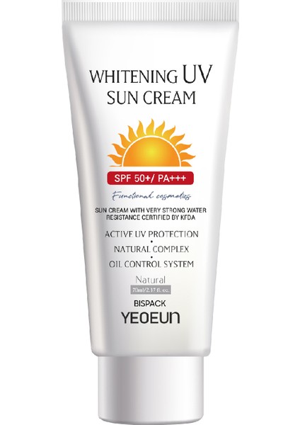 Naturel Içerik Aydınlatıcı Yüksek Koruyucu Whitening Uv Güneş Kremi SPF50 + Pa+++