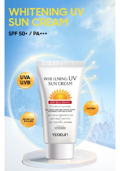 Naturel Içerik Aydınlatıcı Yüksek Koruyucu Whitening Uv Güneş Kremi SPF50 + Pa+++