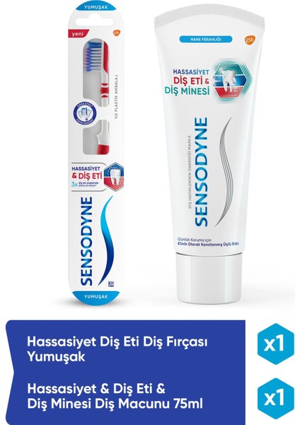 Hassasiyet & Diş Eti & Diş Minesi Diş Macunu 75 ml + Hassasiyet Diş Eti Diş Fırçası Yumuşak