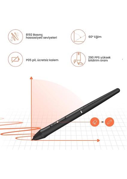 VO1060 10X6" 5 Kısayol Tuşlu Sağ/sol El Uyumlu Grafik Tablet+Kalem