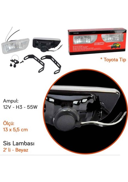 Carub Efsane Kasa Toyota Tip Sis Lambası 12V Beyaz 2 Adet(Emark Belgeli) modelleri