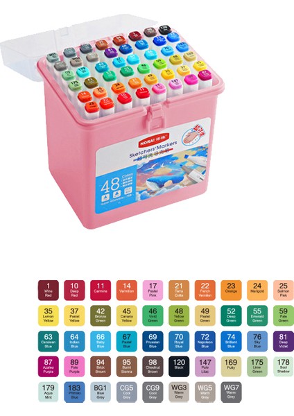 Ruyı Yıkanabilir 48 Renkli Marker Art Boya Fırçası Seti Sanat Boyama Kalemi (Yurt Dışından)