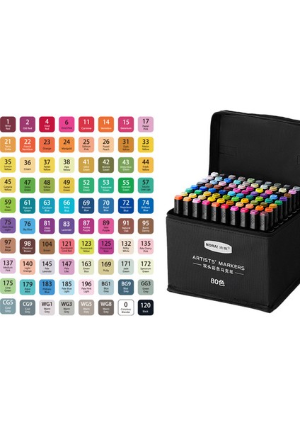 Ruyı 80 Renkli Marker Art Çocuk Çizim Kalemleri Seti Öğrenci Renkli Kalemler (Yurt Dışından)
