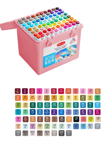 Ruyı Yıkanabilir 80 Renkli Marker Art Boya Fırçası Seti Sanat Boyama Kalemi (Yurt Dışından)