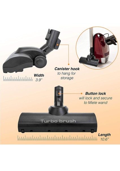 Miele C1 - C2 - C3 Serisi Süpürgeler Için Kilitli Turbo Halı Başlığı