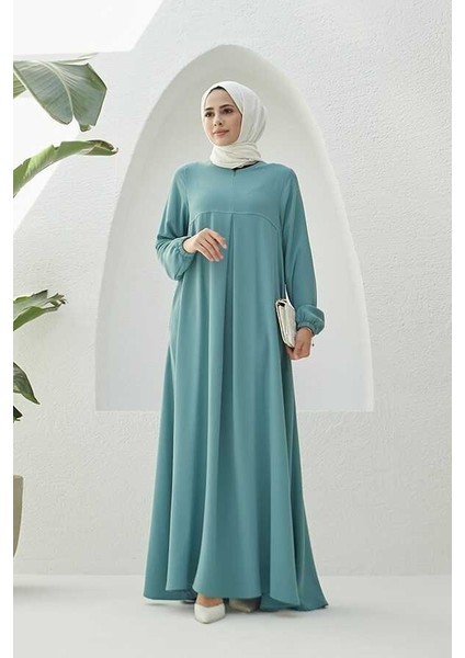 6482-BERLIN A Pileli Elbise Mint Yeşili fiyatları