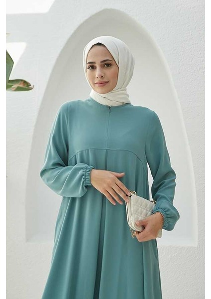 6482-BERLIN A Pileli Elbise Mint Yeşili modelleri