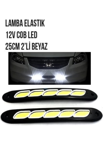 ŞüsCarOto Aksesuar Carub 5 LED Gündüz Ledi Lamba 12V Sıralı Cob Elastik Beyaz 2 Adet