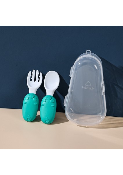 Ruyı Bebek Yumuşak Kauçuk Çatal Kaşık Çatal Silikon Düzenleyici 3'Lü Set (Yurt Dışından)